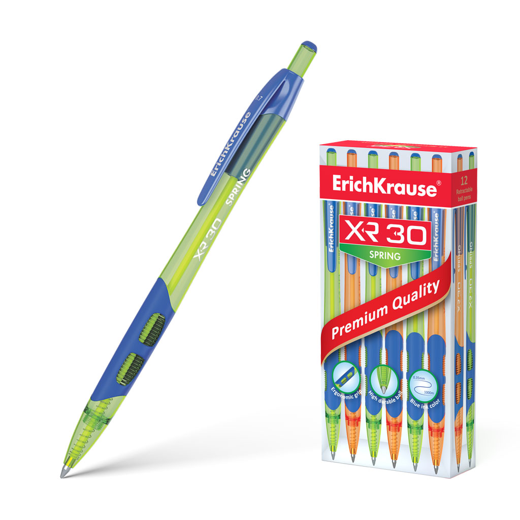 Ручка шариковая автоматическая ErichKrause® XR-30 Spring, цвет чернил синий 