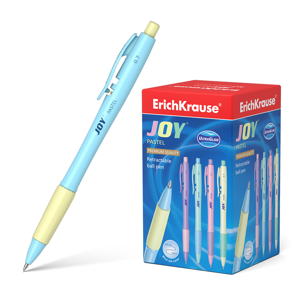 Ручка шариковая автоматическая ErichKrause® JOY® Pastel, Ultra Glide Technology, цвет чернил синий 