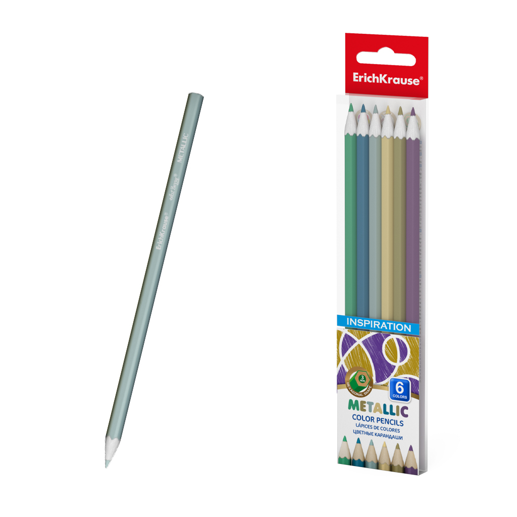 Цветные карандаши шестигранные ErichKrause® Inspiration Metallic 6 цветов