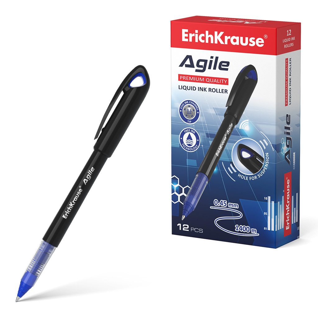 Ручка-роллер ErichKrause® Agile, цвет чернил синий 