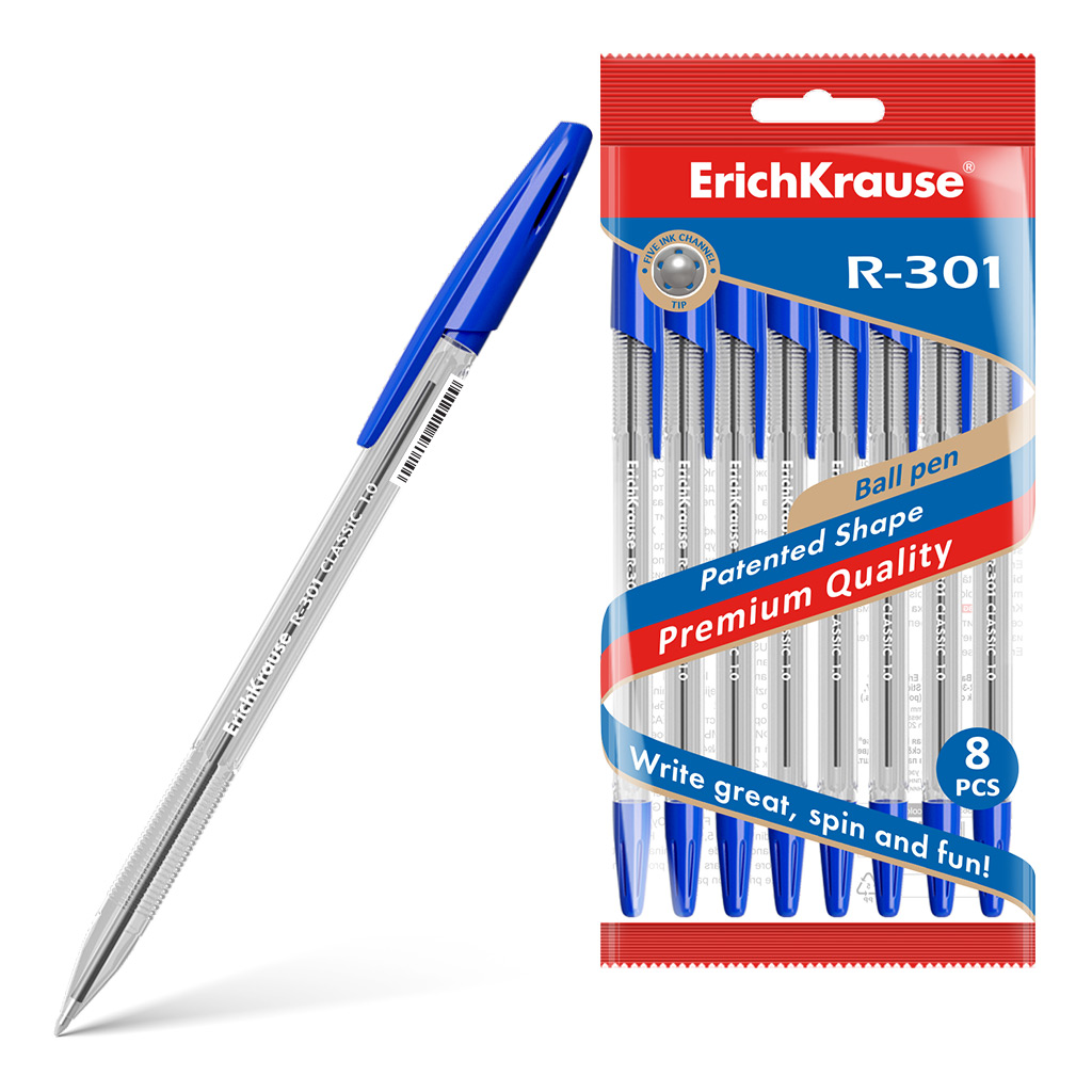 Ручка шариковая ErichKrause® R-301 Classic Stick 1.0, цвет чернил синий 