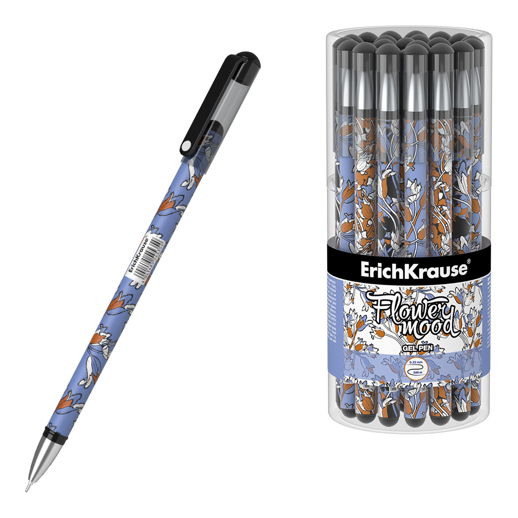 Ручка гелевая ErichKrause® Tulips Stick, цвет чернил черный 