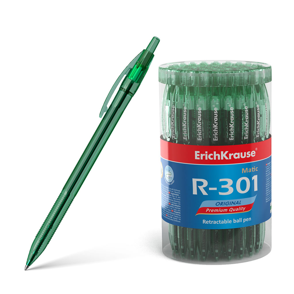Ручка шариковая автоматическая ErichKrause® R-301 Original Matic 0.7, цвет чернил зеленый 