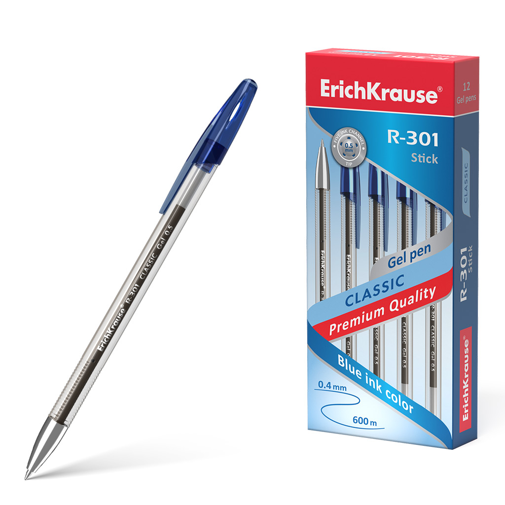 Ручка гелевая ErichKrause® R-301 Classic Gel Stick 0.5, цвет чернил синий 