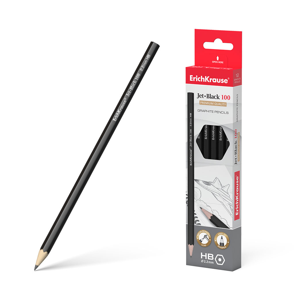 Чернографитный шестигранный карандаш  ErichKrause® Jet Black 100 HB 