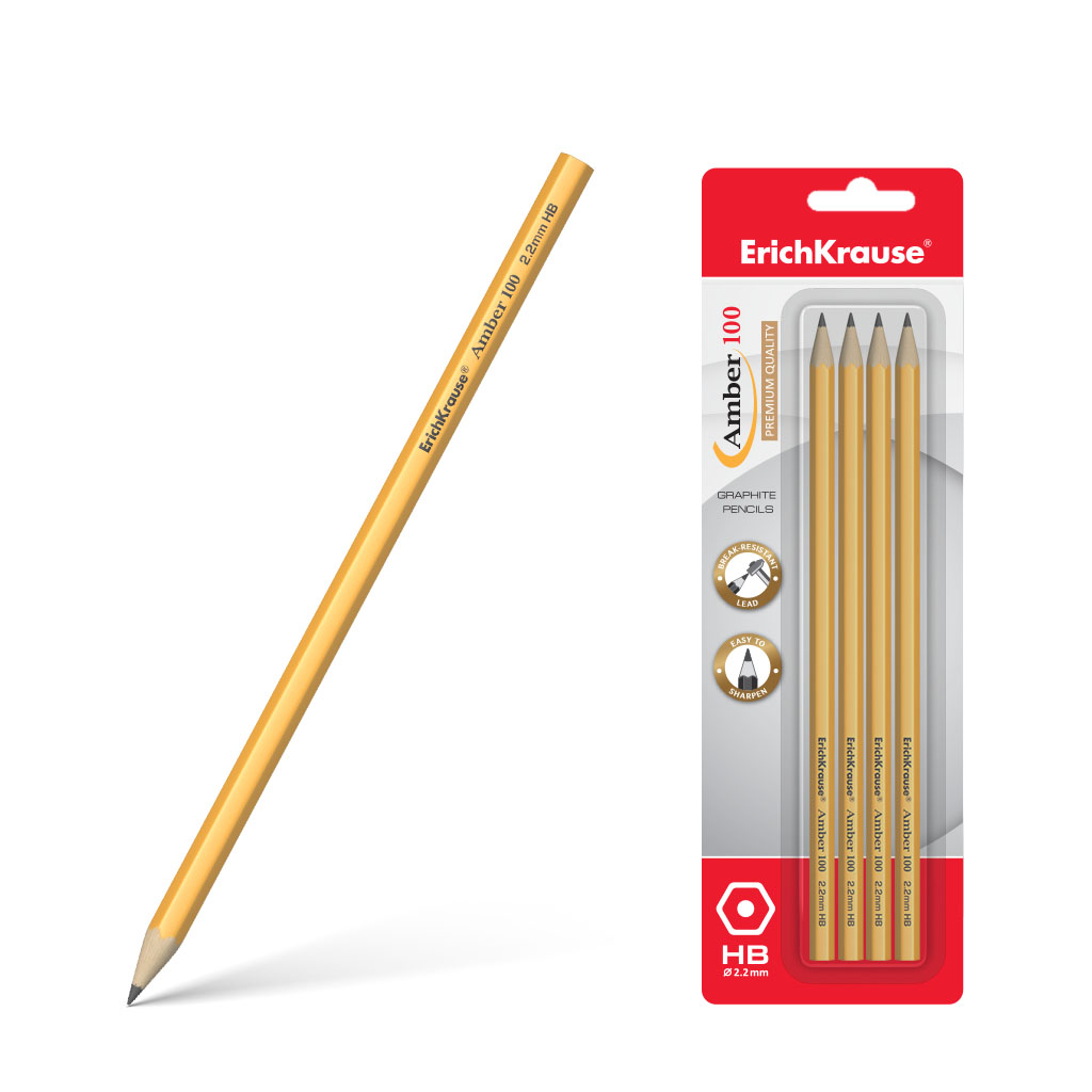 Чернографитный шестигранный карандаш ErichKrause® Amber 100 HB 