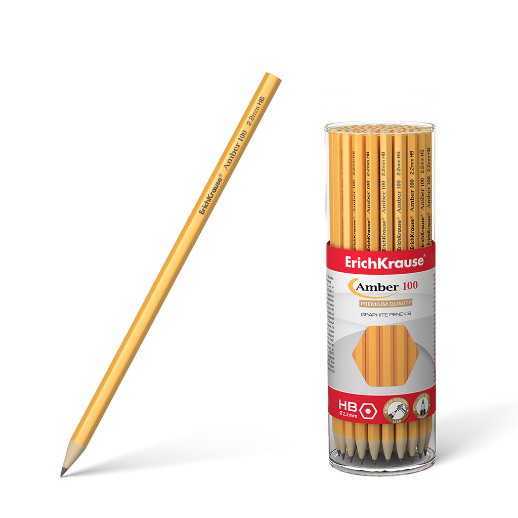 Чернографитный шестигранный карандаш ErichKrause® Amber 100 HB 