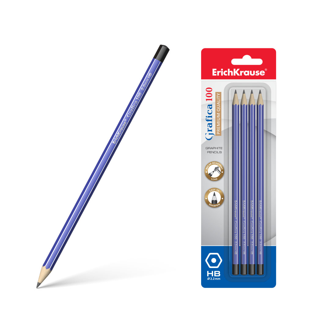 Чернографитный шестигранный карандаш ErichKrause® Grafica 100 HB 