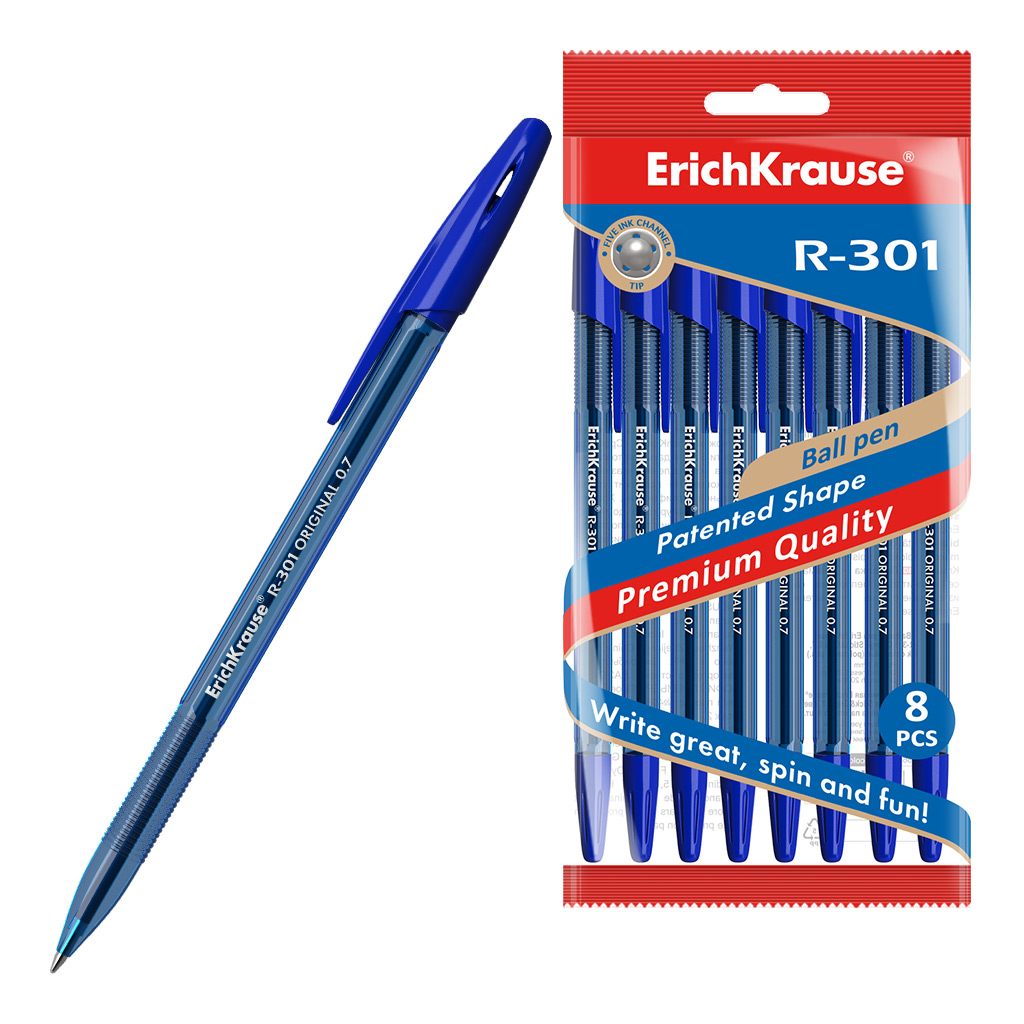 Ручка шариковая ErichKrause® R-301 Original Stick 0.7, цвет чернил синий 