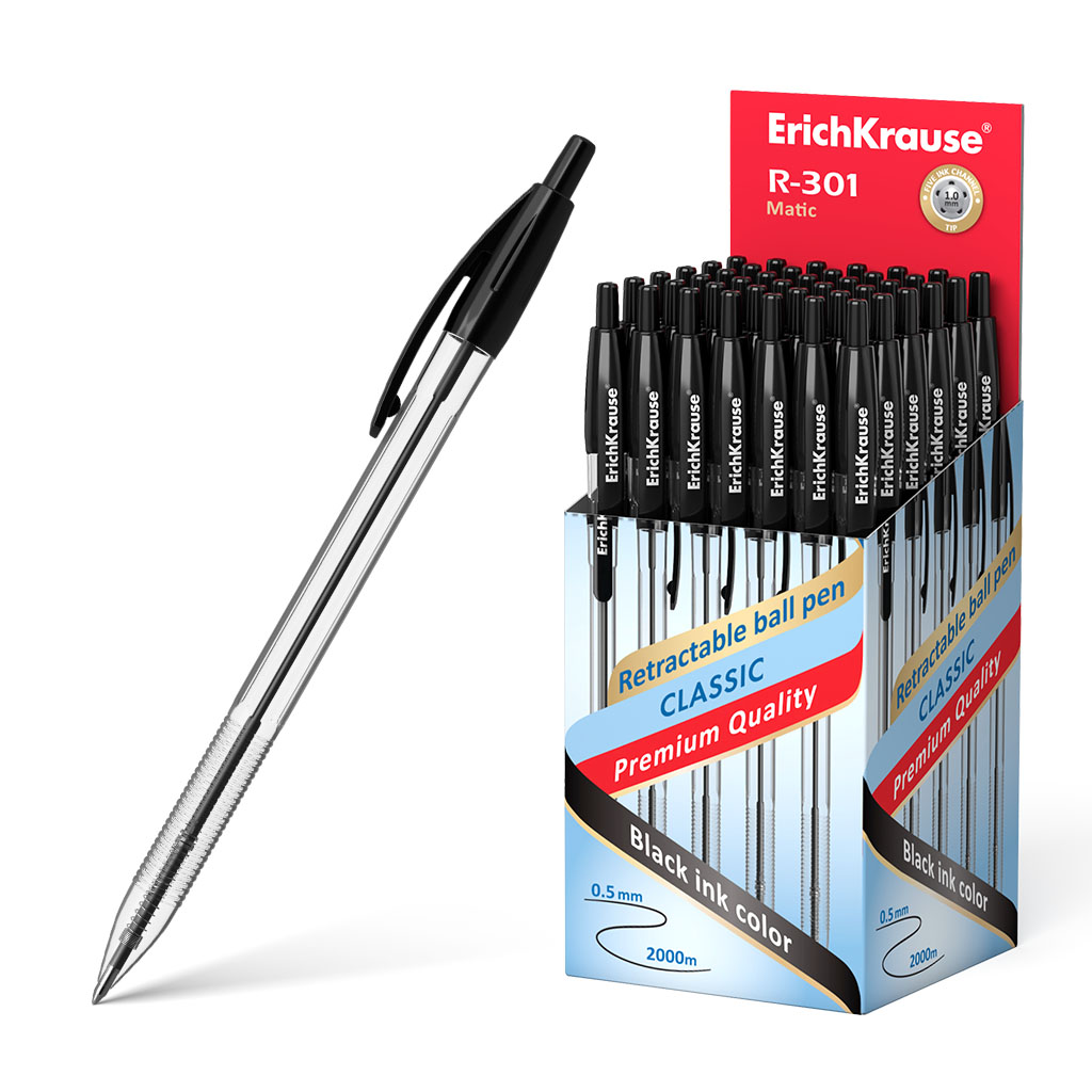 Ручка шариковая автоматическая ErichKrause® R-301 Classic Matic 1.0, цвет чернил черный 