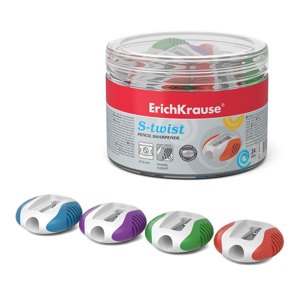 Пластиковая точилка ErichKrause® S-Twist, цвет корпуса ассорти 