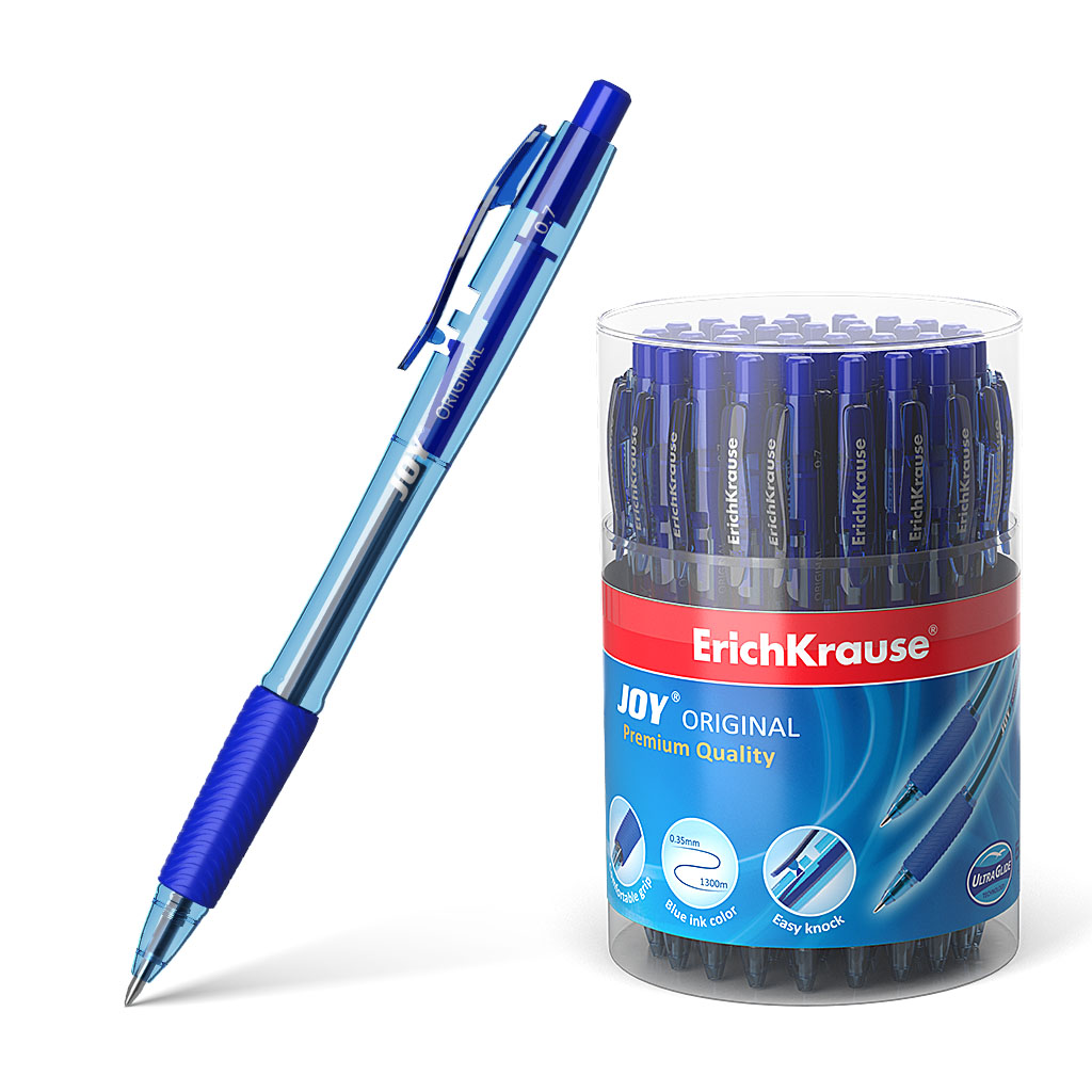 Ручка шариковая автоматическая ErichKrause® JOY® Original, Ultra Glide Technology, цвет  чернил синий 