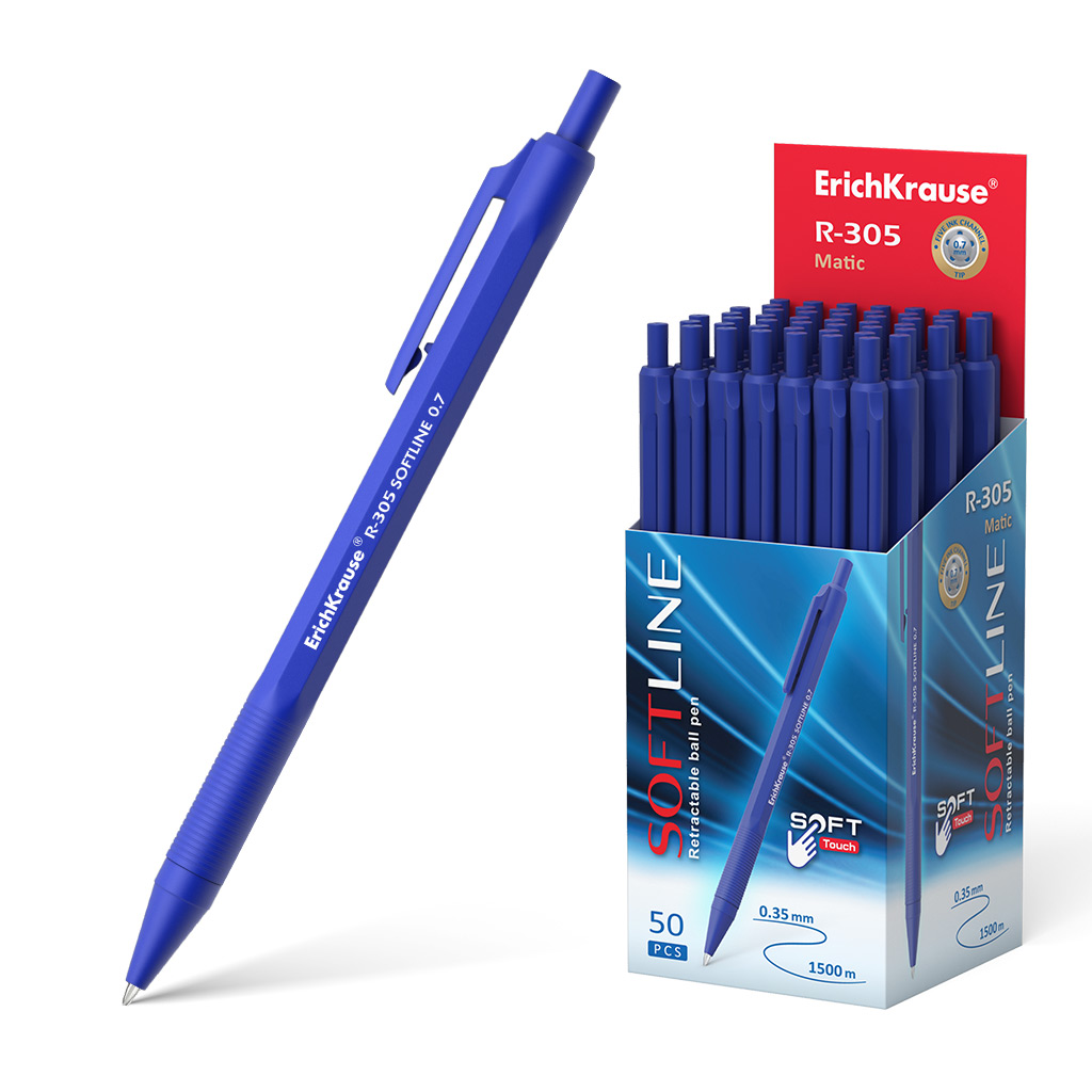 Ручка шариковая автоматическая ErichKrause® R-305, цвет чернил синий 