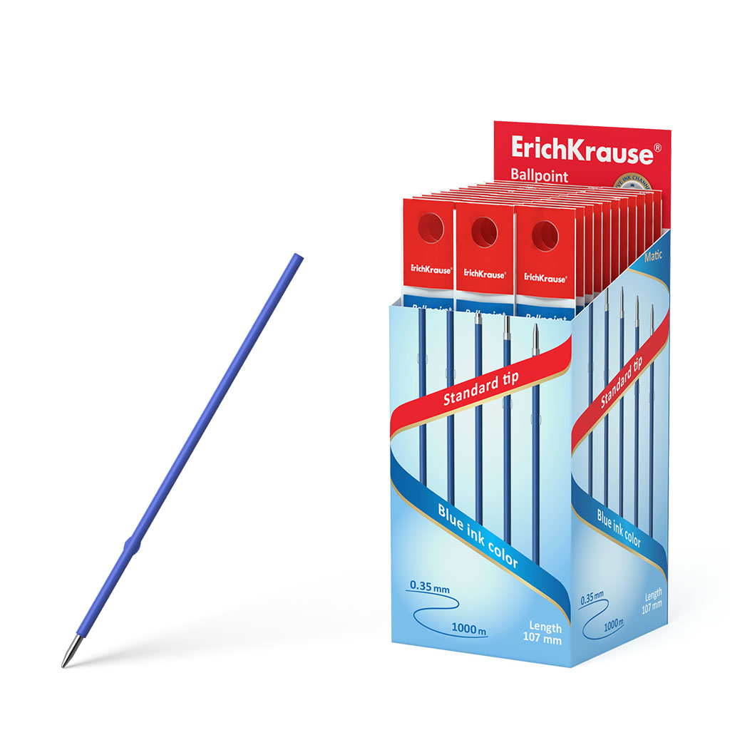 Стержень шариковый 0.7 ErichKrause®, 107 мм, для автоматических ручек, цвет чернил синий 