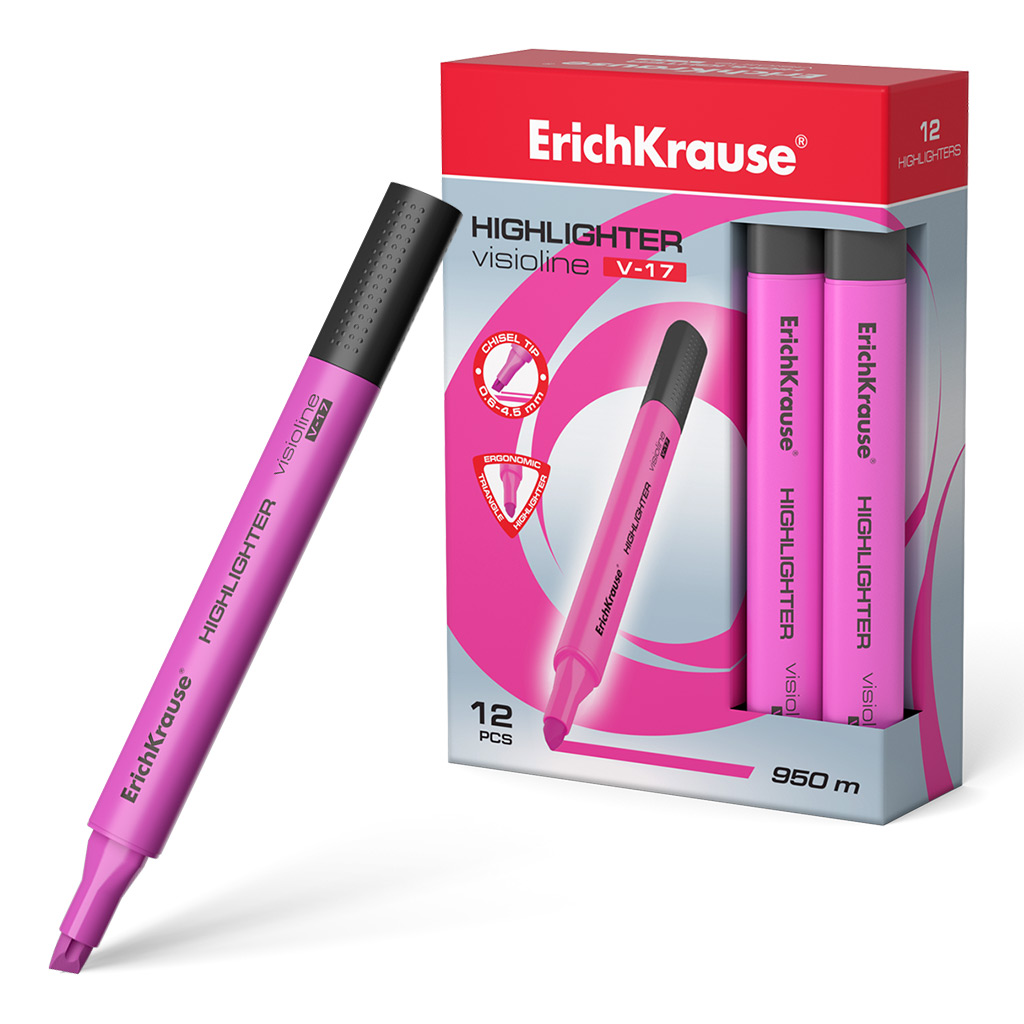 Текстмаркер ErichKrause® Visioline V-17, цвет чернил розовый 