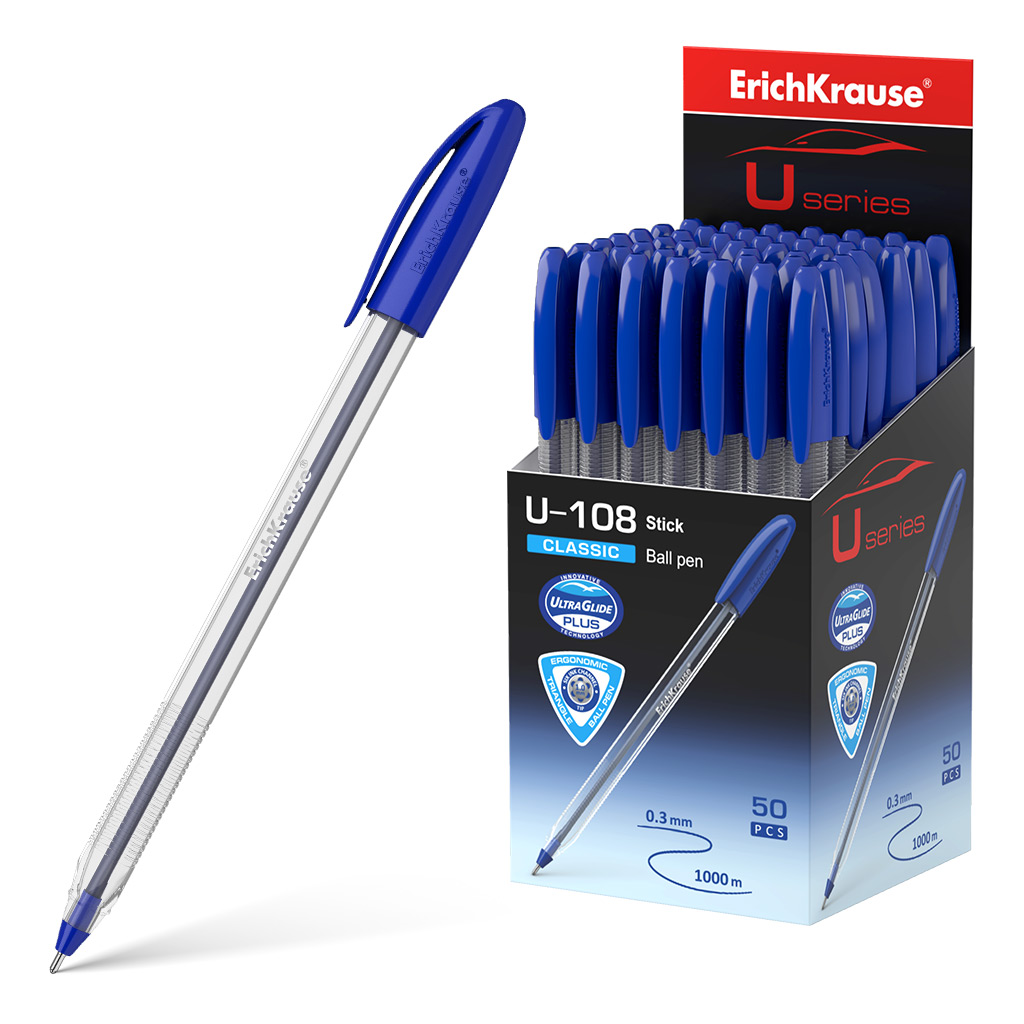 Ручка шариковая ErichKrause® U-108 Classic Stick 1.0, Ultra Glide Technology, цвет чернил синий 