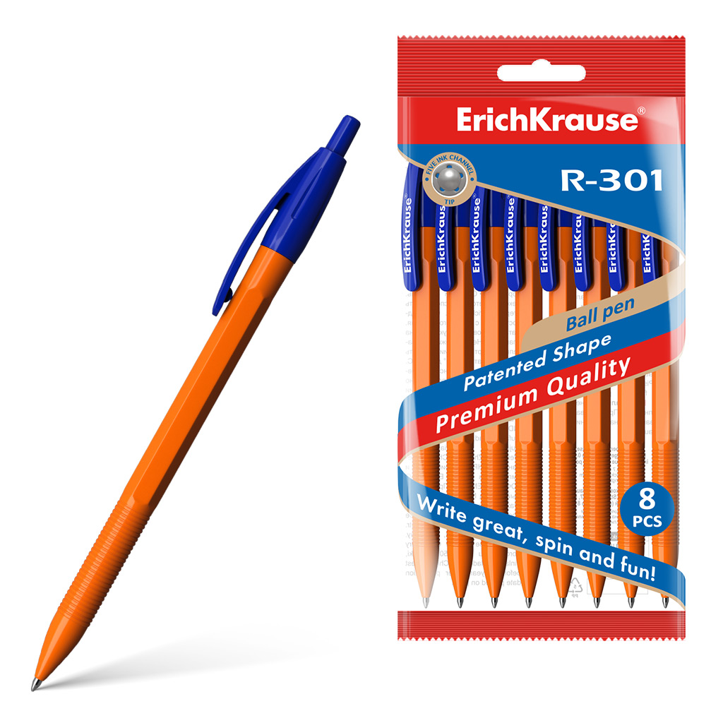 Ручка шариковая автоматическая ErichKrause® R-301 Orange Matic 0.7, цвет чернил синий 