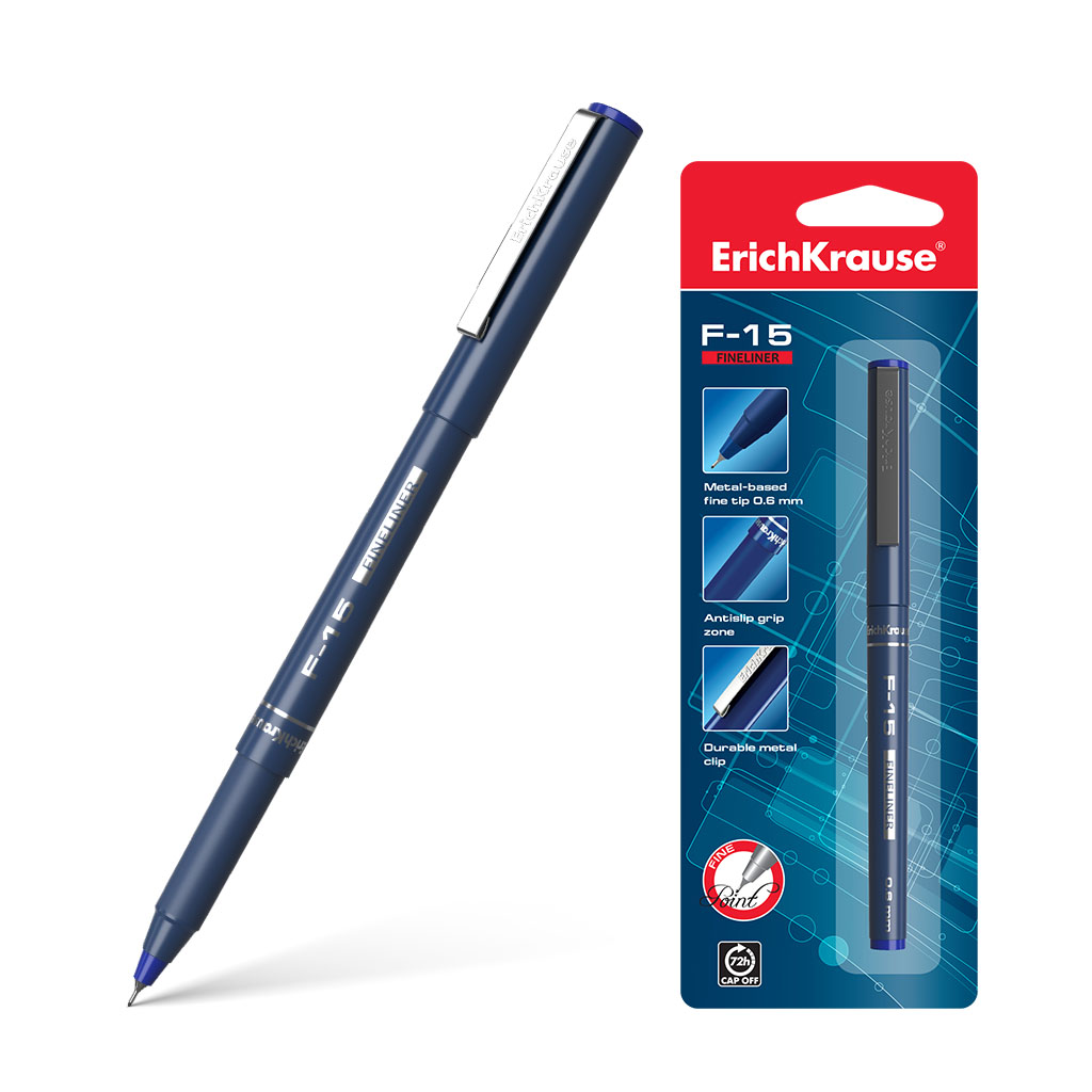 Ручка капиллярная ErichKrause® F-15, цвет чернил синий 
