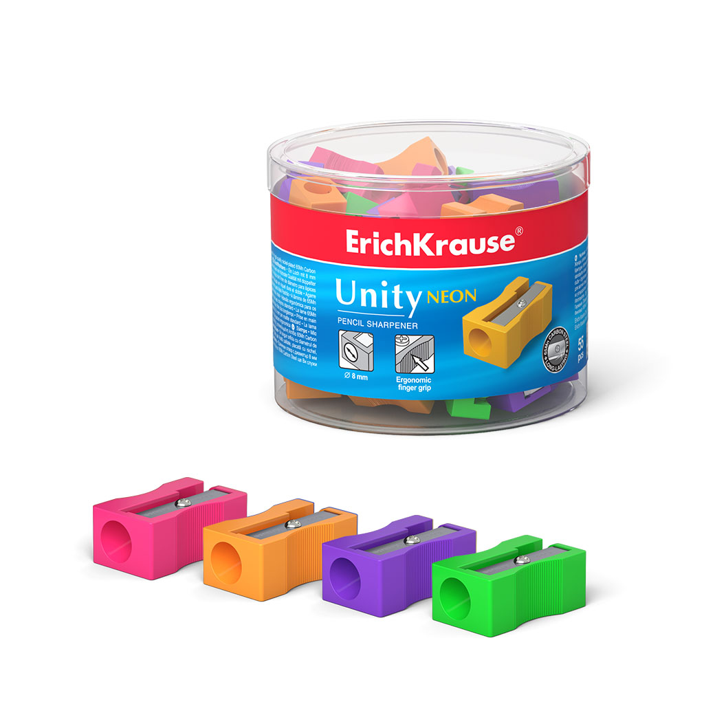 Пластиковая точилка ErichKrause® Unity Neon , цвет корпуса ассорти 