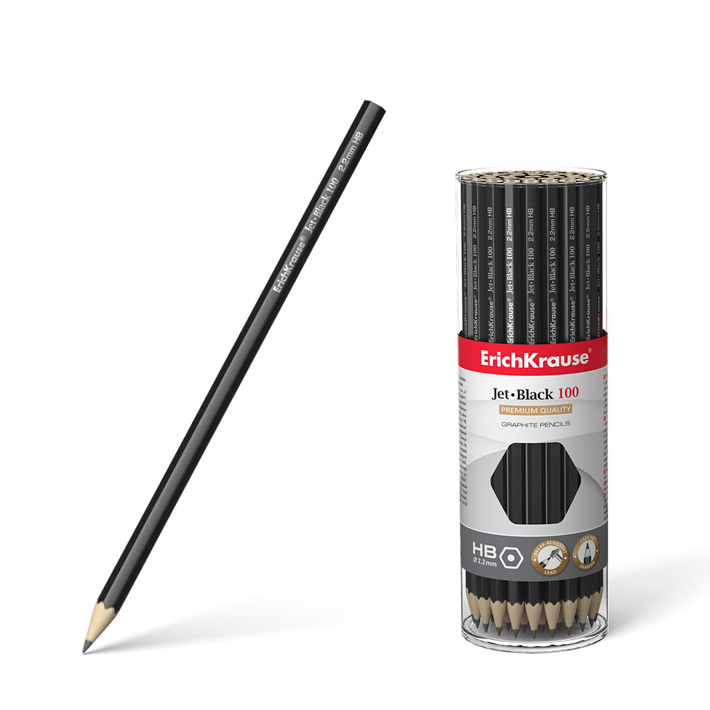 Чернографитный шестигранный карандаш ErichKrause® Jet Black 100 HB 