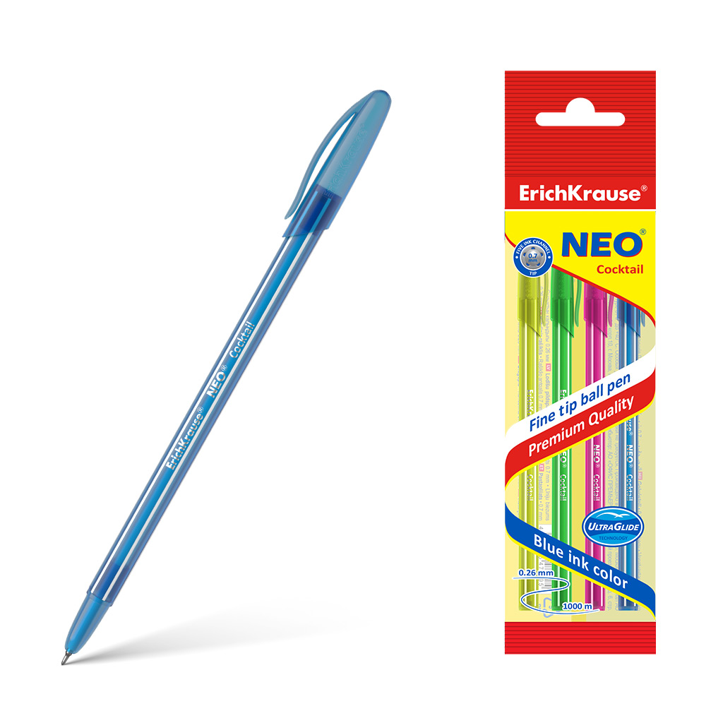 Ручка шариковая ErichKrause® Neo® Cocktail, цвет чернил синий 