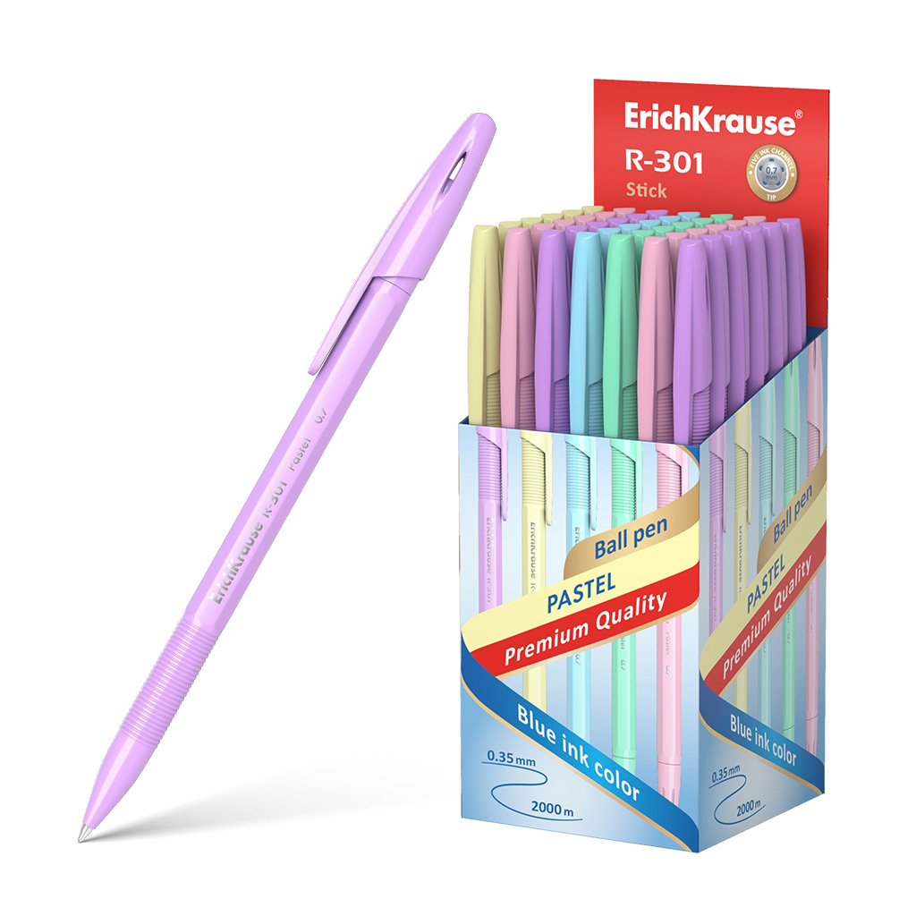 Ручка шариковая ErichKrause® R-301 Pastel Stick 0.7, цвет чернил синий 