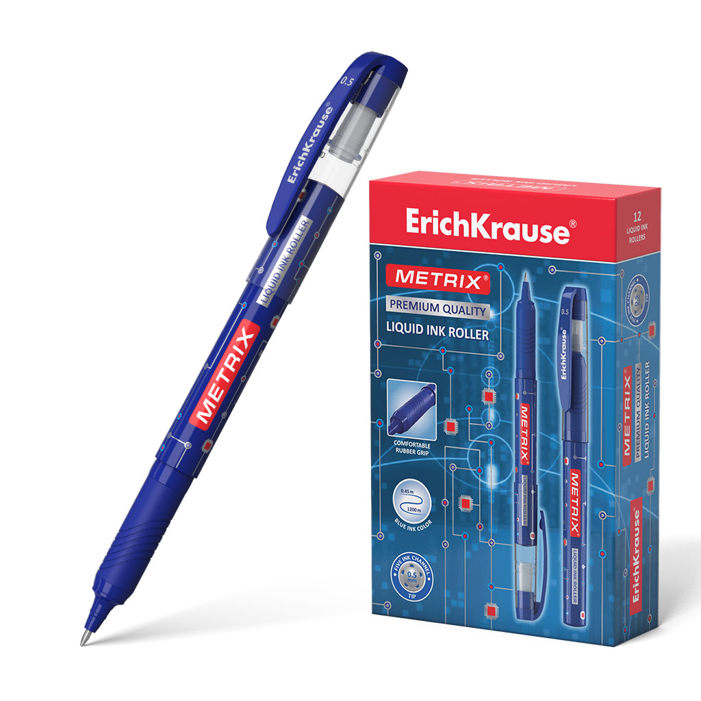 Ручка-роллер ErichKrause® Metrix®, цвет чернил синий 