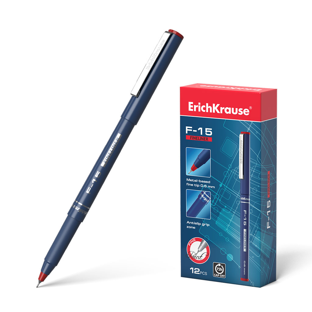 Ручка капиллярная ErichKrause® F-15, цвет чернил красный 