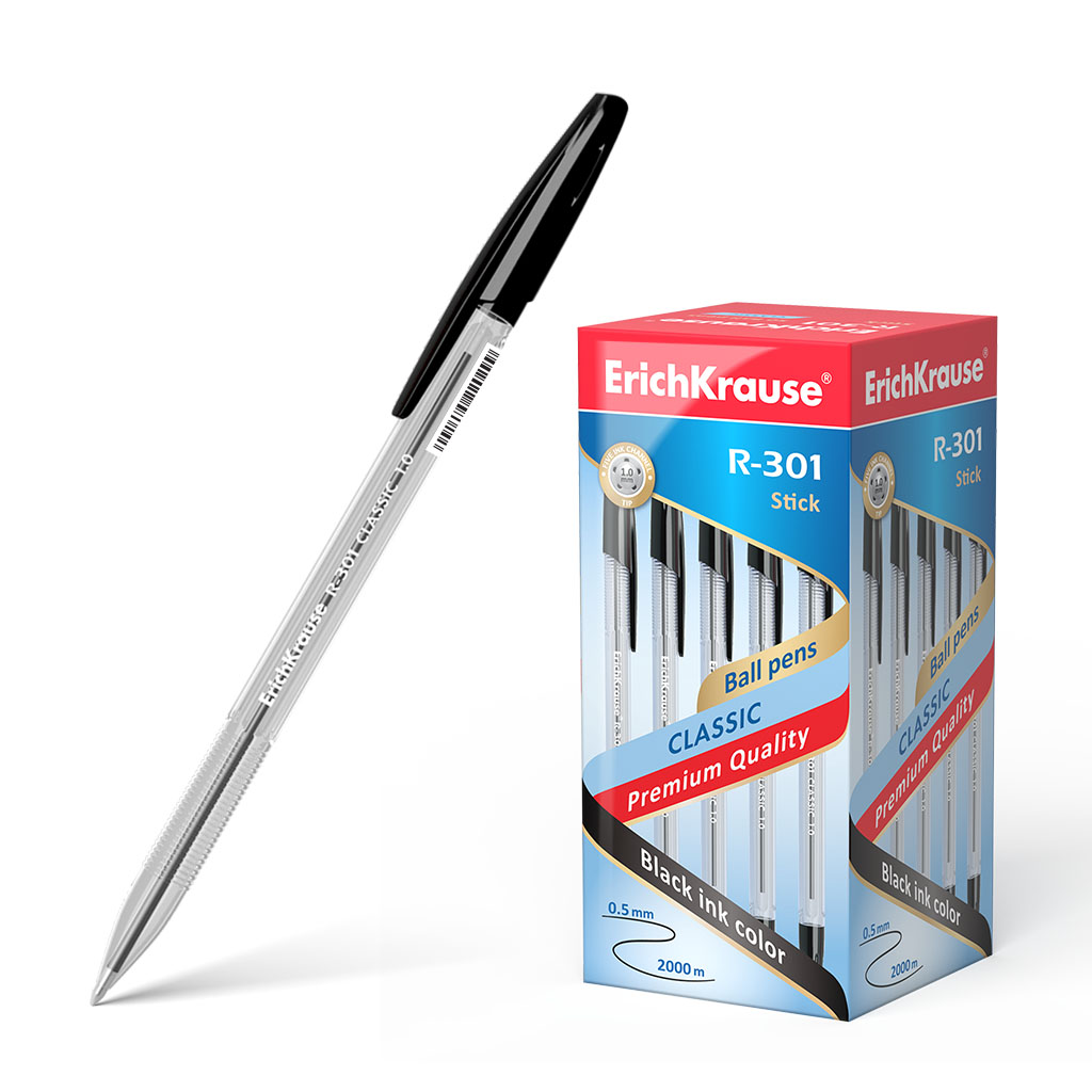 Ручка шариковая ErichKrause® R-301 Classic Stick 1.0, цвет чернил черный 