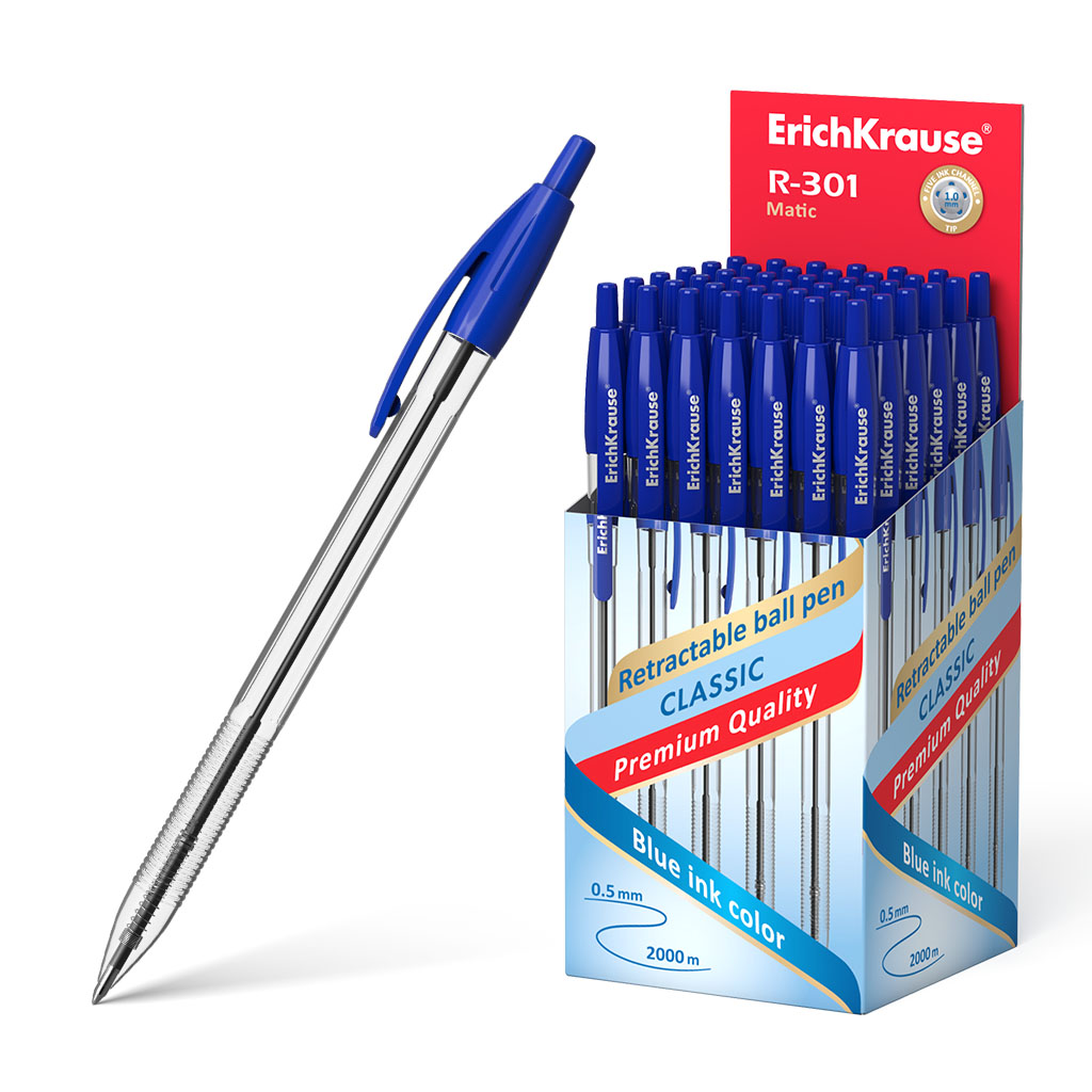 Ручка шариковая автоматическая ErichKrause® R-301 Classic Matic 1.0, цвет чернил синий 