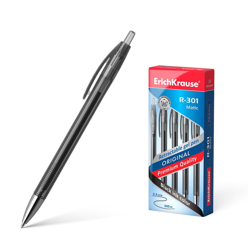 Ручка гелевая автоматическая ErichKrause® R-301 Original Gel Matic 0.5, цвет чернил черный 