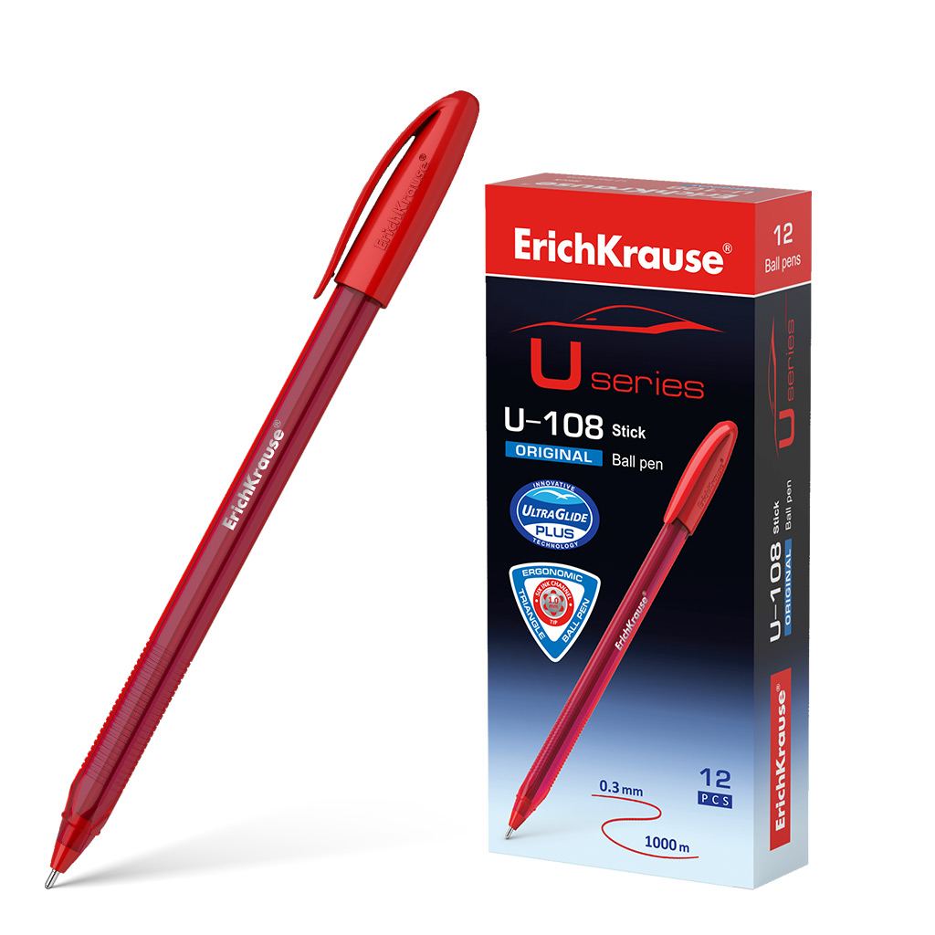 Ручка шариковая ErichKrause® U-108 Original Stick 1.0, Ultra Glide Technology, цвет чернил красный 