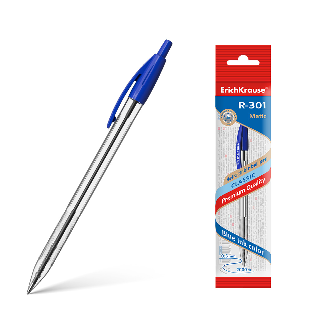 Ручка шариковая автоматическая ErichKrause® R-301 Classic Matic 1.0, цвет чернил синий 