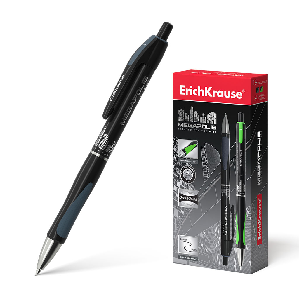 Ручка шариковая автоматическая ErichKrause® MEGAPOLIS Concept, цвет чернил черный 