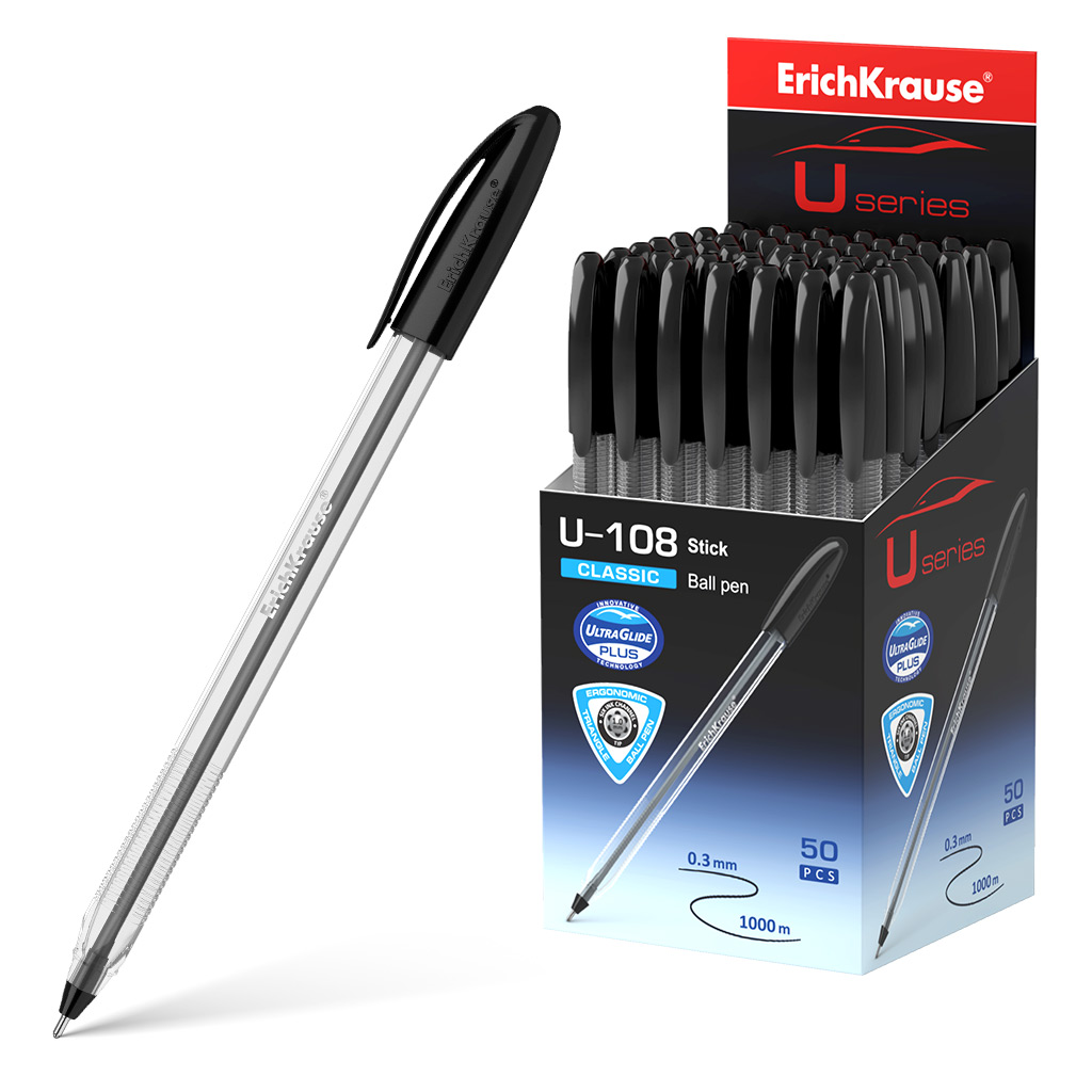 Ручка шариковая ErichKrause® U-108 Classic Stick 1.0, Ultra Glide Technology, цвет чернил черный 