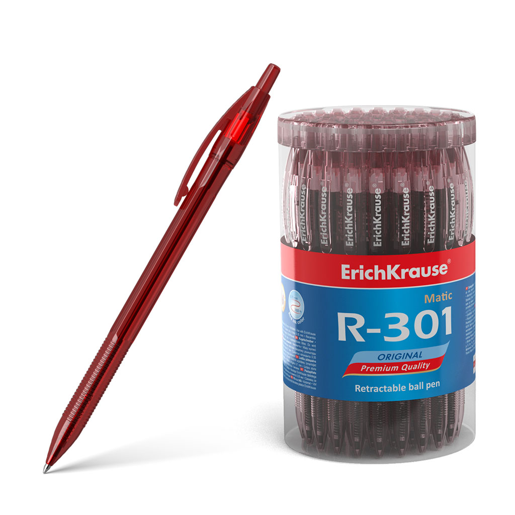 Ручка шариковая автоматическая ErichKrause® R-301 Original Matic 0.7, цвет чернил красный 