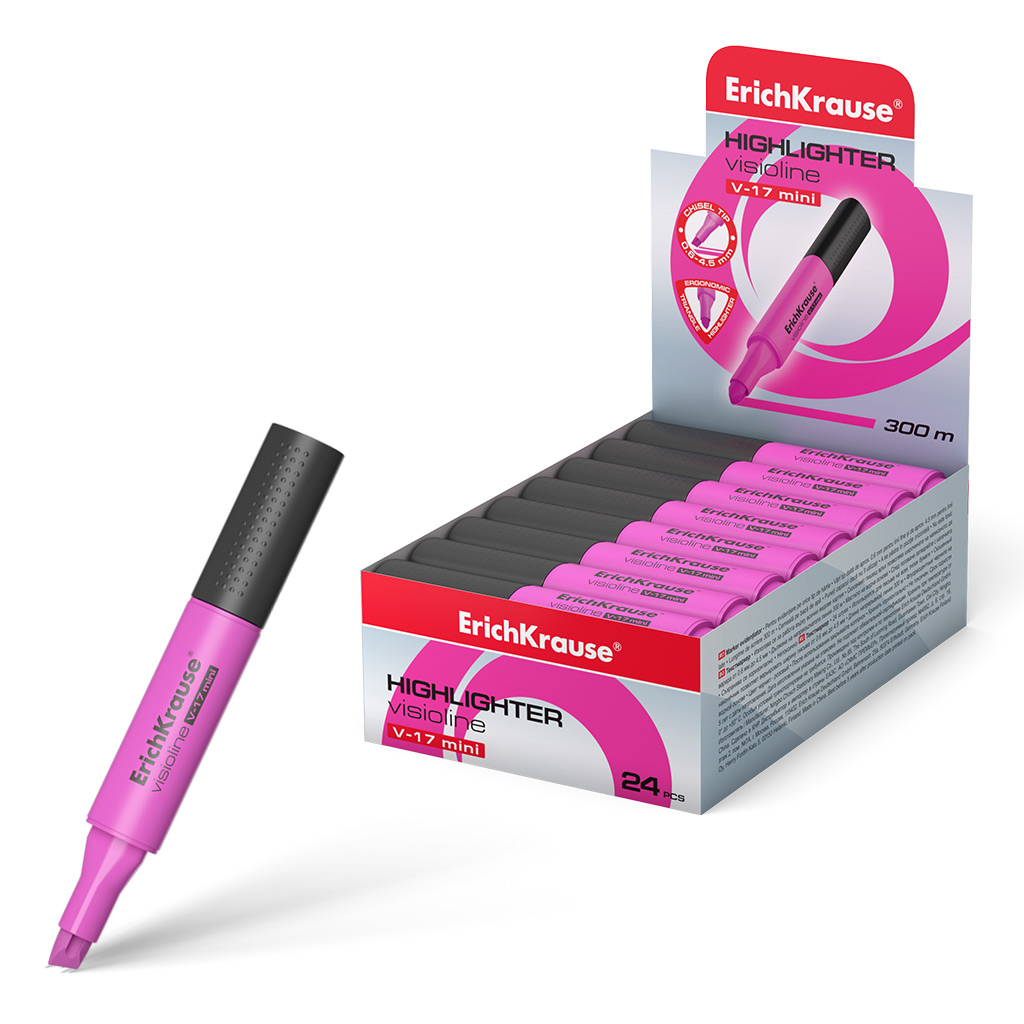 Текстмаркер ErichKrause® Visioline V-17 Mini, цвет чернил розовый 