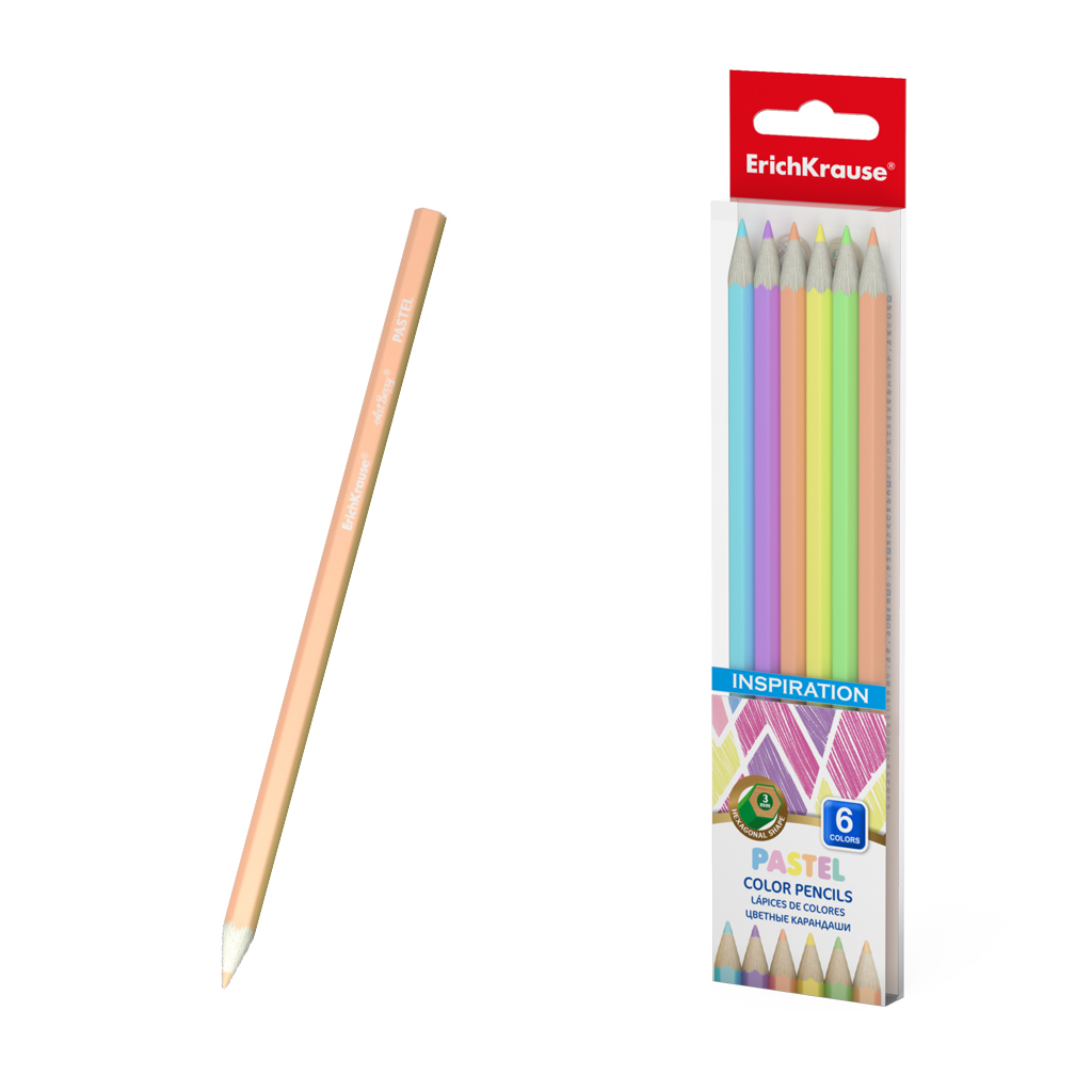 Цветные карандаши шестигранные ErichKrause® Inspiration Pastel 6 цветов