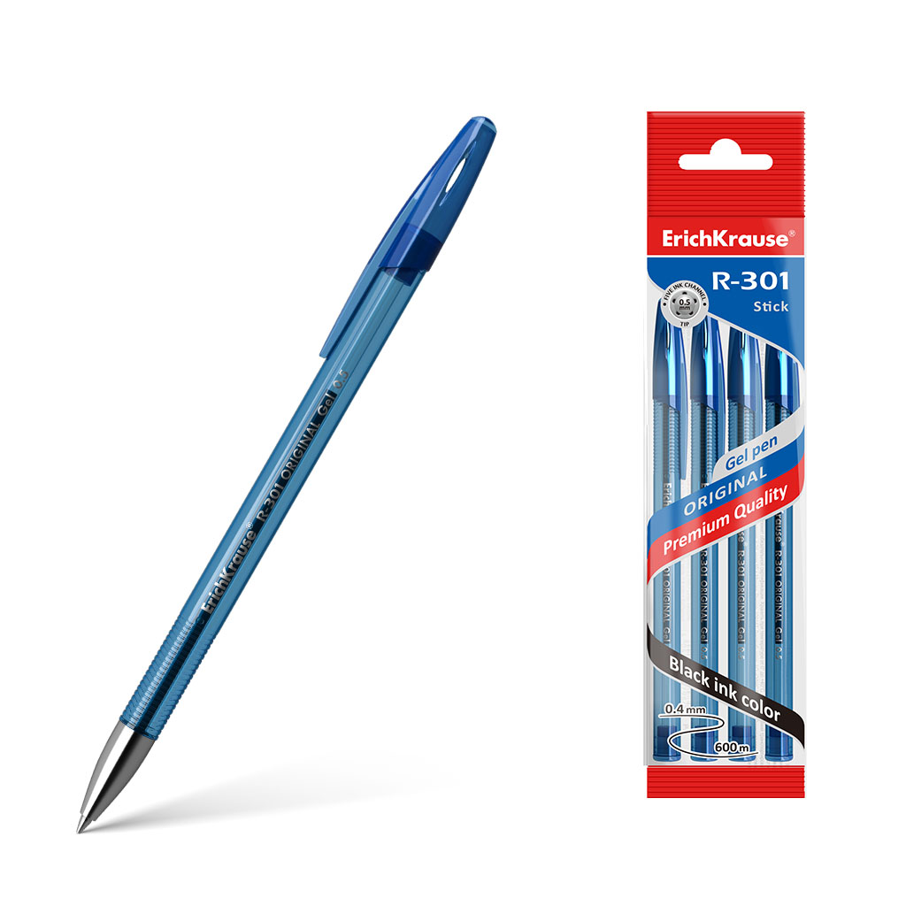 Ручка гелевая ErichKrause® R-301 Original Gel Stick 0.5, цвет чернил синий 