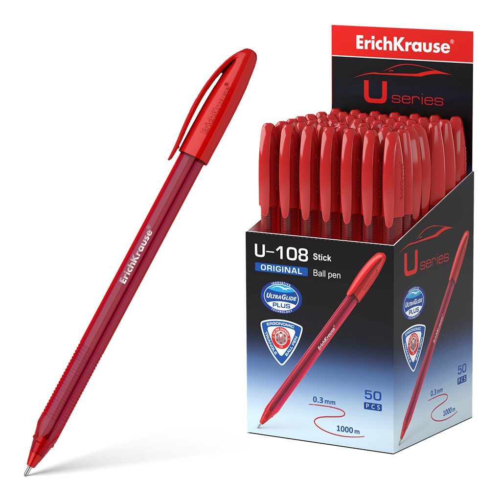 Ручка шариковая ErichKrause® U-108 Original Stick 1.0, Ultra Glide Technology, цвет чернил красный 