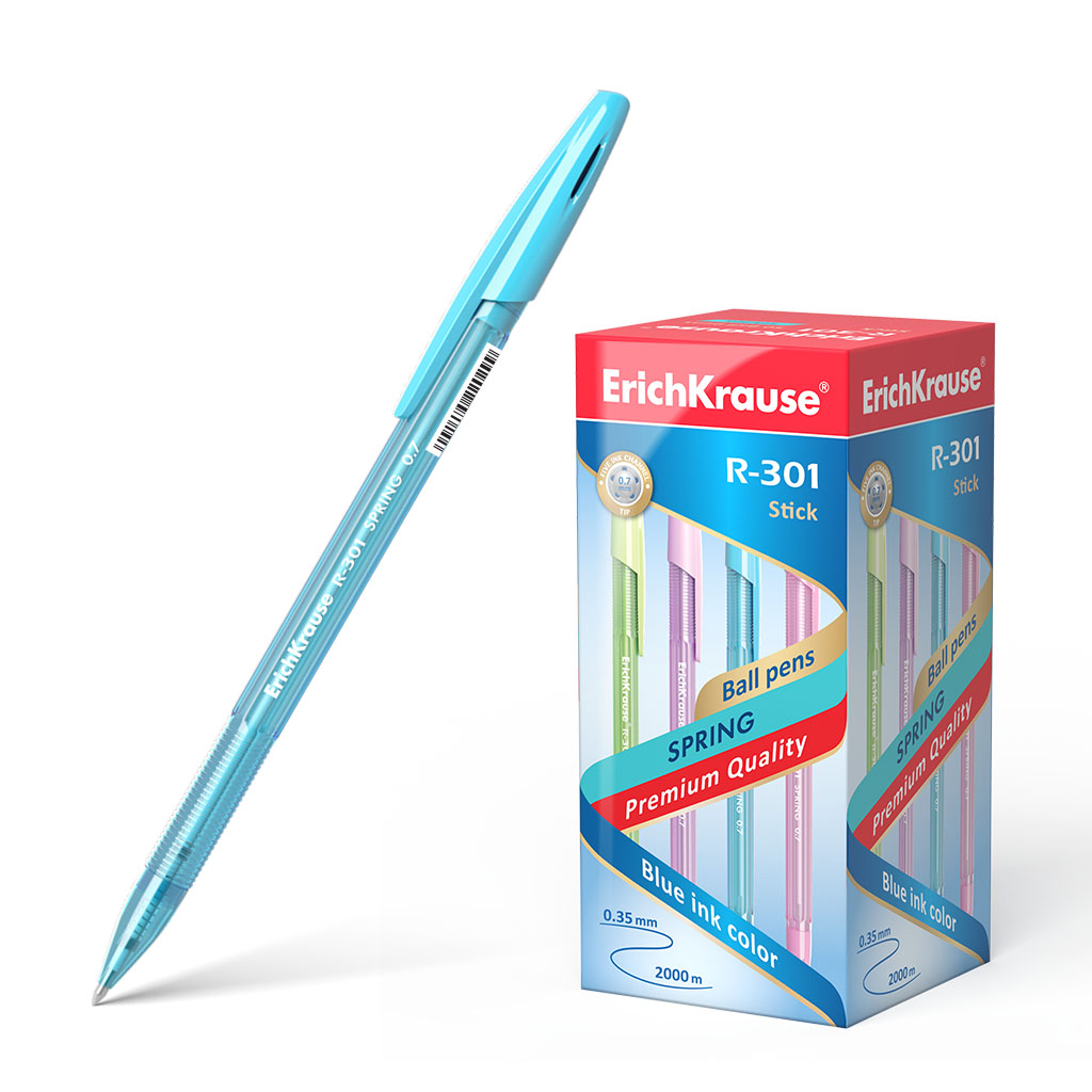 Ручка шариковая ErichKrause® R-301 Spring Stick 0.7, цвет чернил синий 