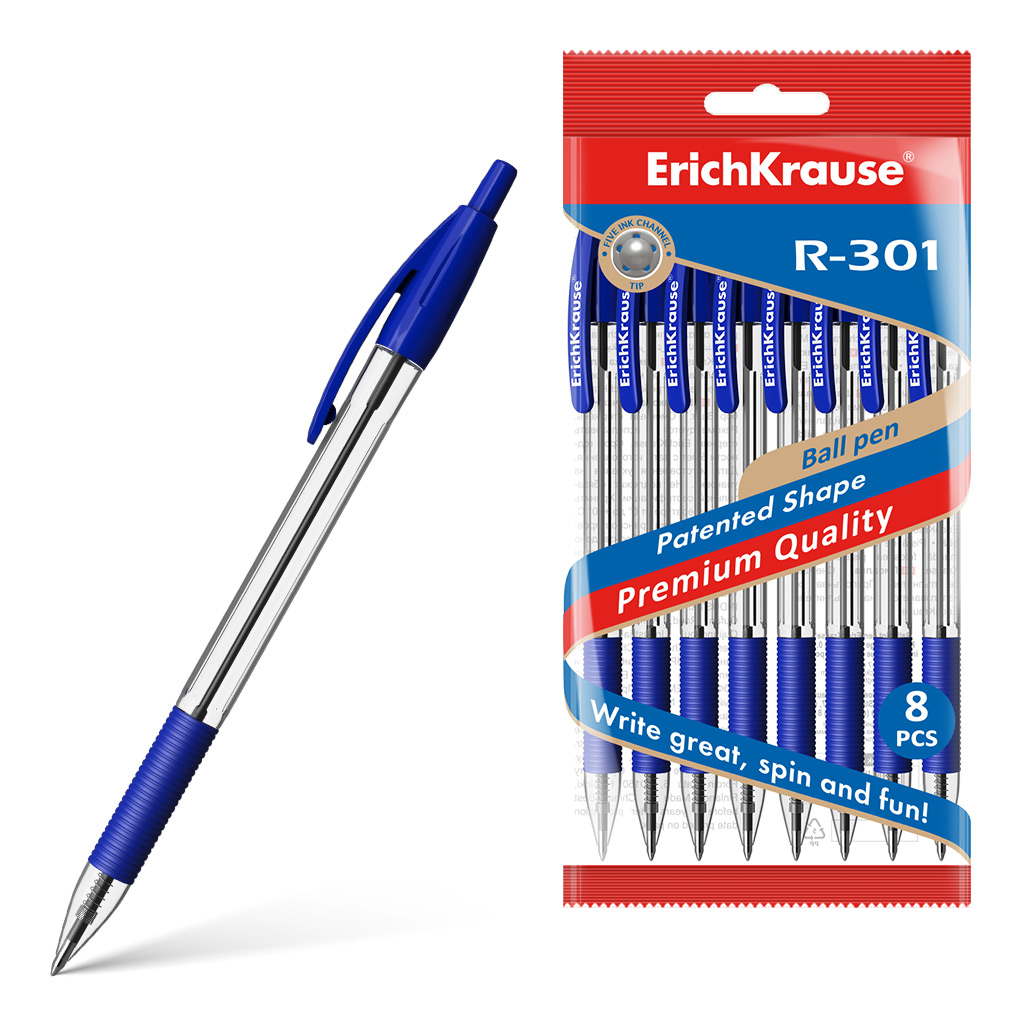 Ручка шариковая автоматическая ErichKrause® R-301 Classic Matic&Grip 1.0, цвет чернил синий 
