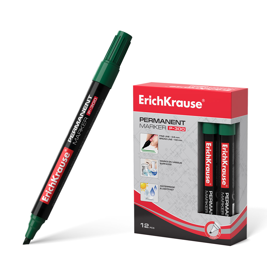 Перманентный маркер ErichKrause®  P-300, цвет чернил зеленый 