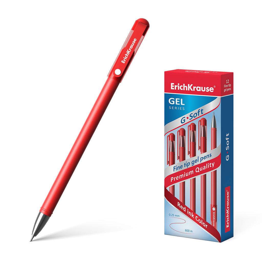 Ручка гелевая ErichKrause® G-Soft, цвет чернил красный 