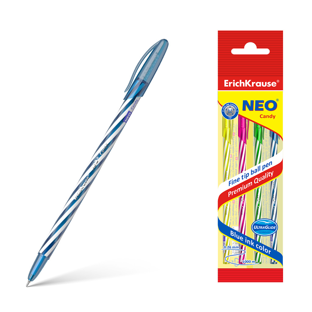 Ручка шариковая ErichKrause® Neo® Candy, цвет чернил синий 