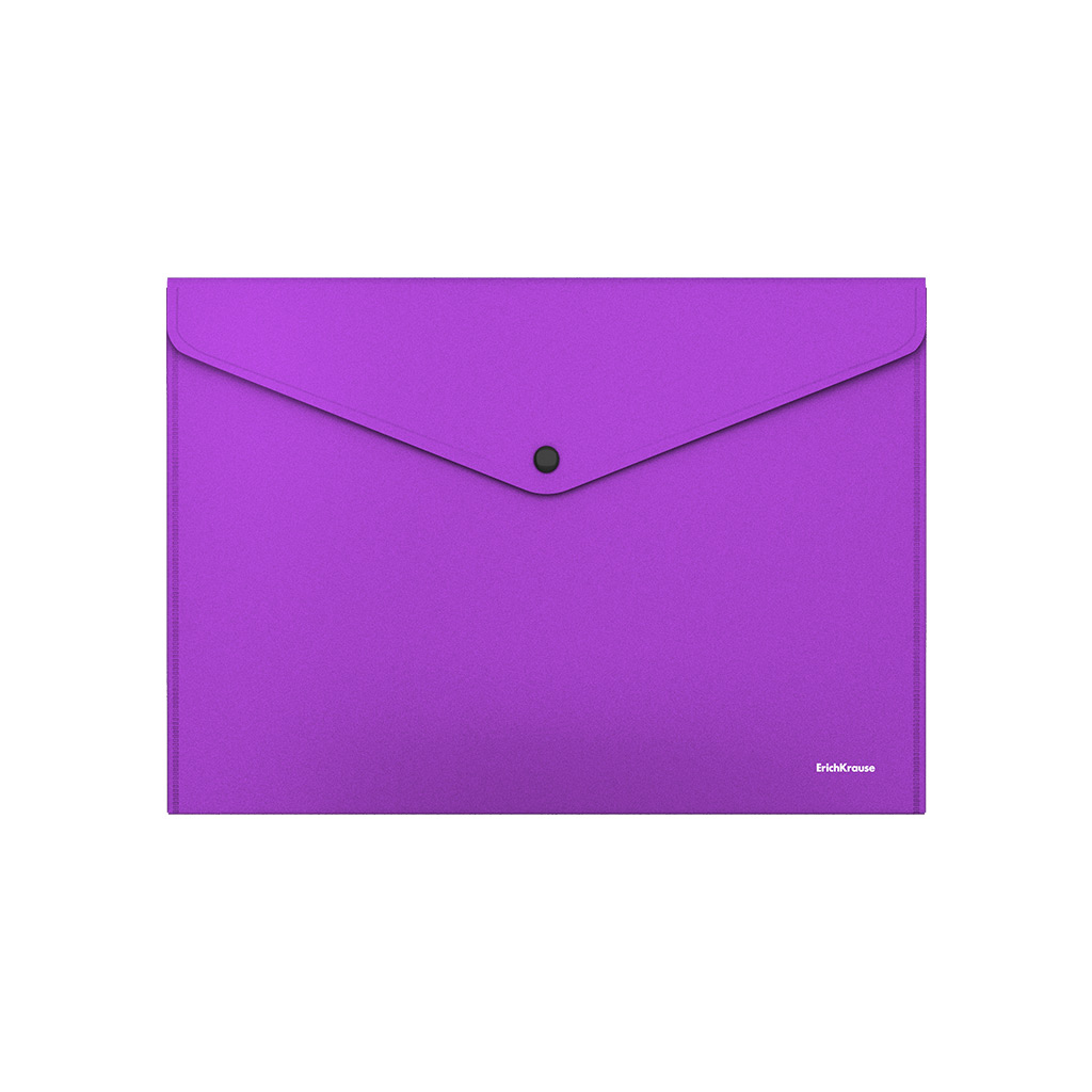 Папка-конверт на кнопке пластиковая ErichKrause® Matt Vivid, непрозрачная, A4, фиолетовый 