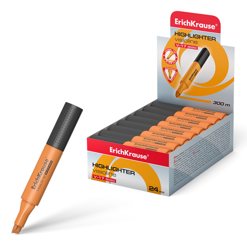 Текстмаркер ErichKrause® Visioline V-17 Mini, цвет чернил оранжевый 